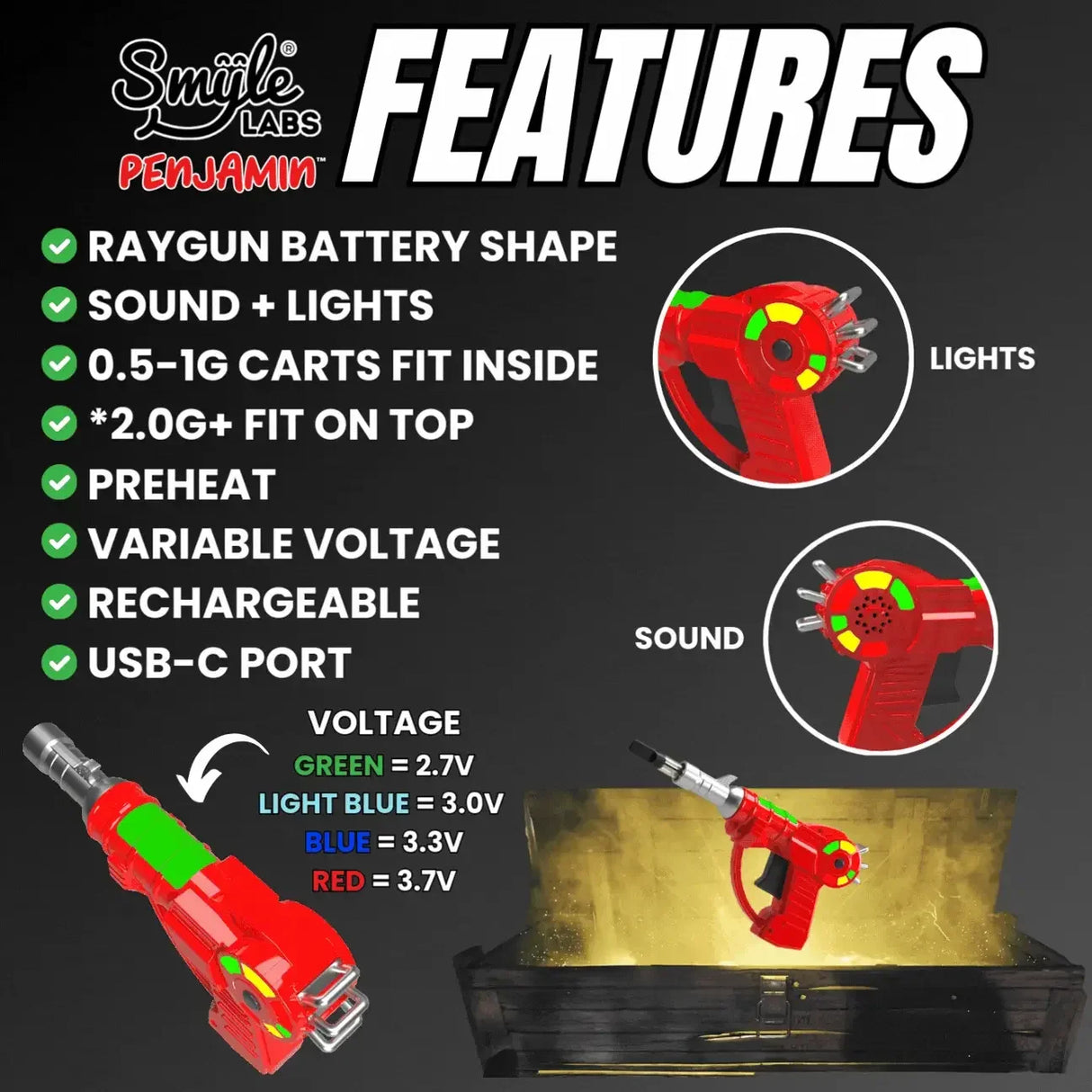 Raygun Penjamin Batería Con Luces y Sonido - Smyle(TM) Labs