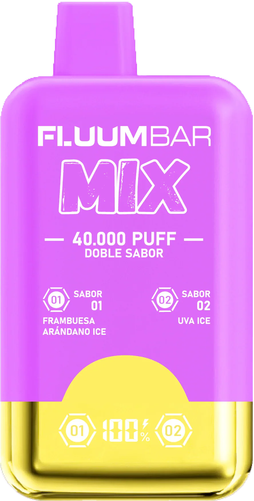 Vape Desechable Fluumbar Mix 40.000 Pff 4.5% nic - Frambuesa Arándano y Uva