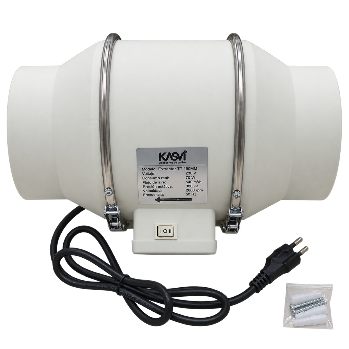 Extractor TT 150mm 540 m3/h con Cable - Kasvi