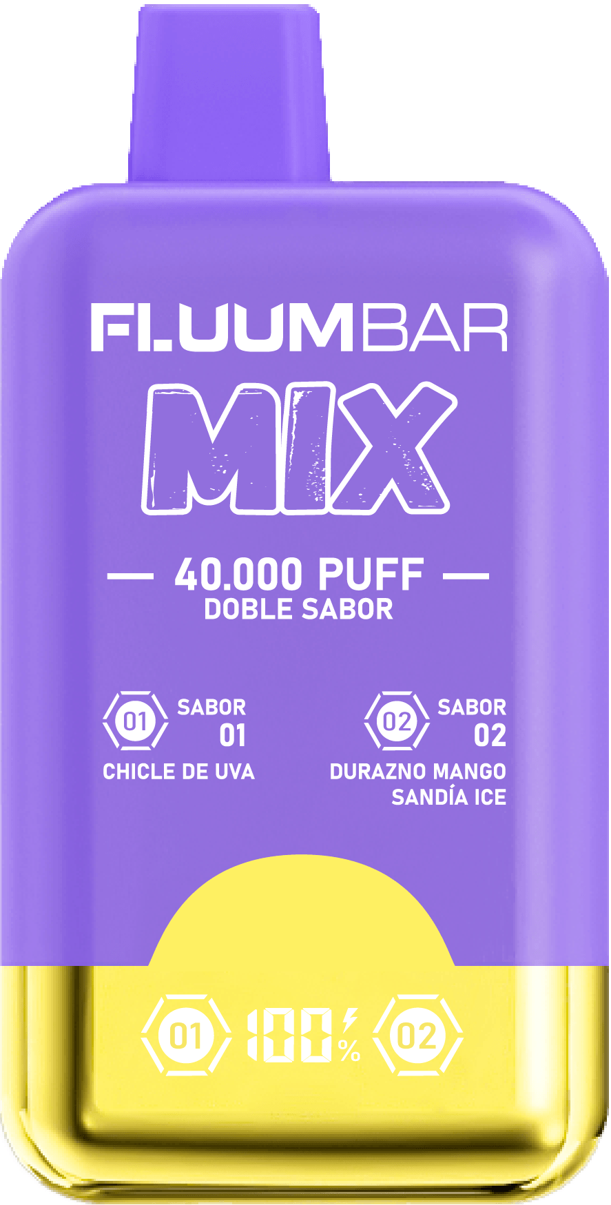 Vape Desechable Fluumbar Mix 40.000 Pff 4.5% nic - Chicle de Uva y Durazno Mango Sandia