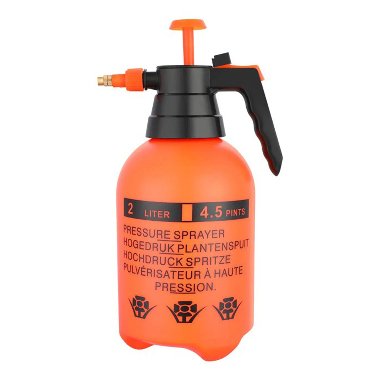 Pulverizador de presión manual naranja de 2 litros para cultivo indoor y jardinería