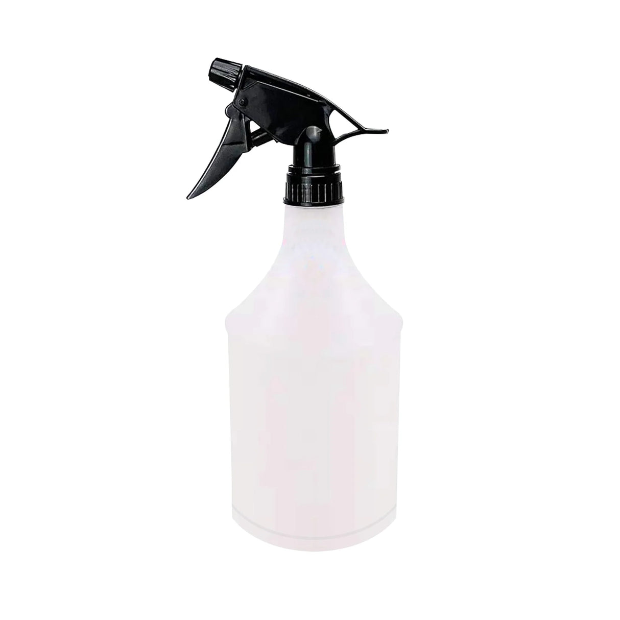 Botella pulverizadora de plástico blanco con gatillo negro para cultivo indoor y riego de plantas
