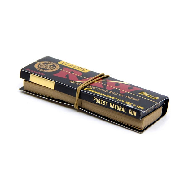 Papelillos Raw Black Connoisseur con Tips 1 1/4