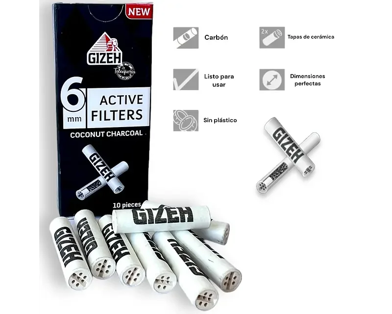 Boquillas Gizeh Carbon Activado 6mm 10 unid.
