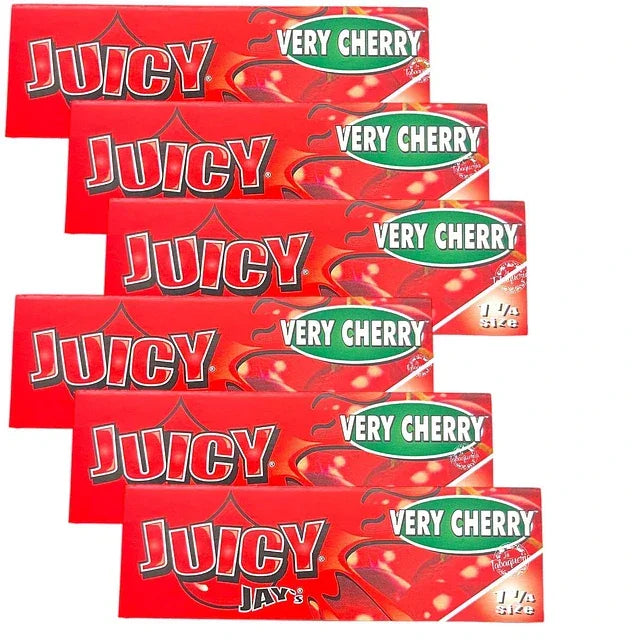 Pack de papeles sabor cereza Juicy Jays para armar, fondo rojo, 5 unidades.