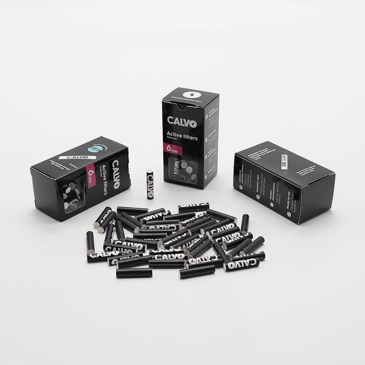 Boquillas Calvoglass Carbon Activado Black 6mm 50 unid.