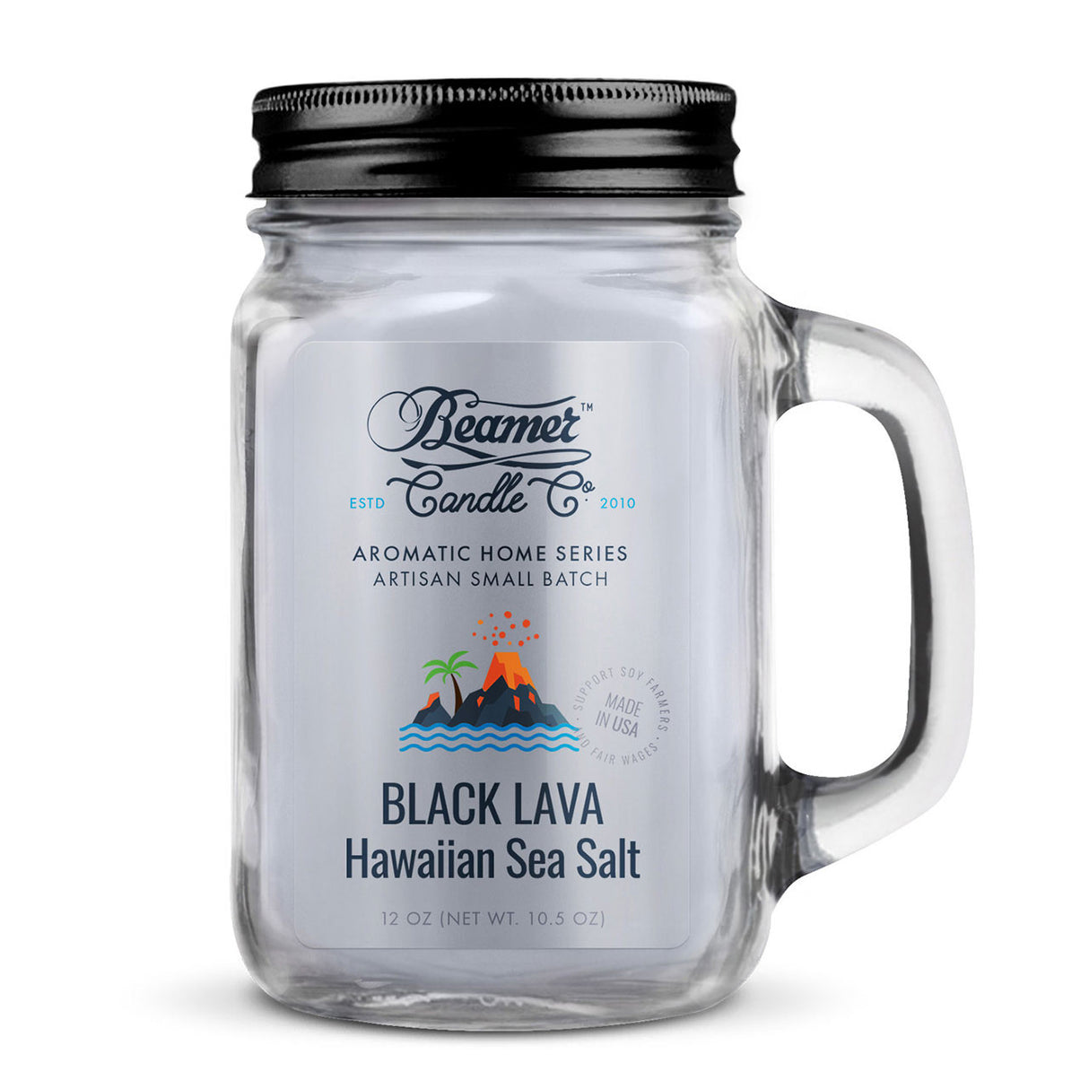 Vela Large Black Lava Hawaiian Sea Salt - Beamer Candle