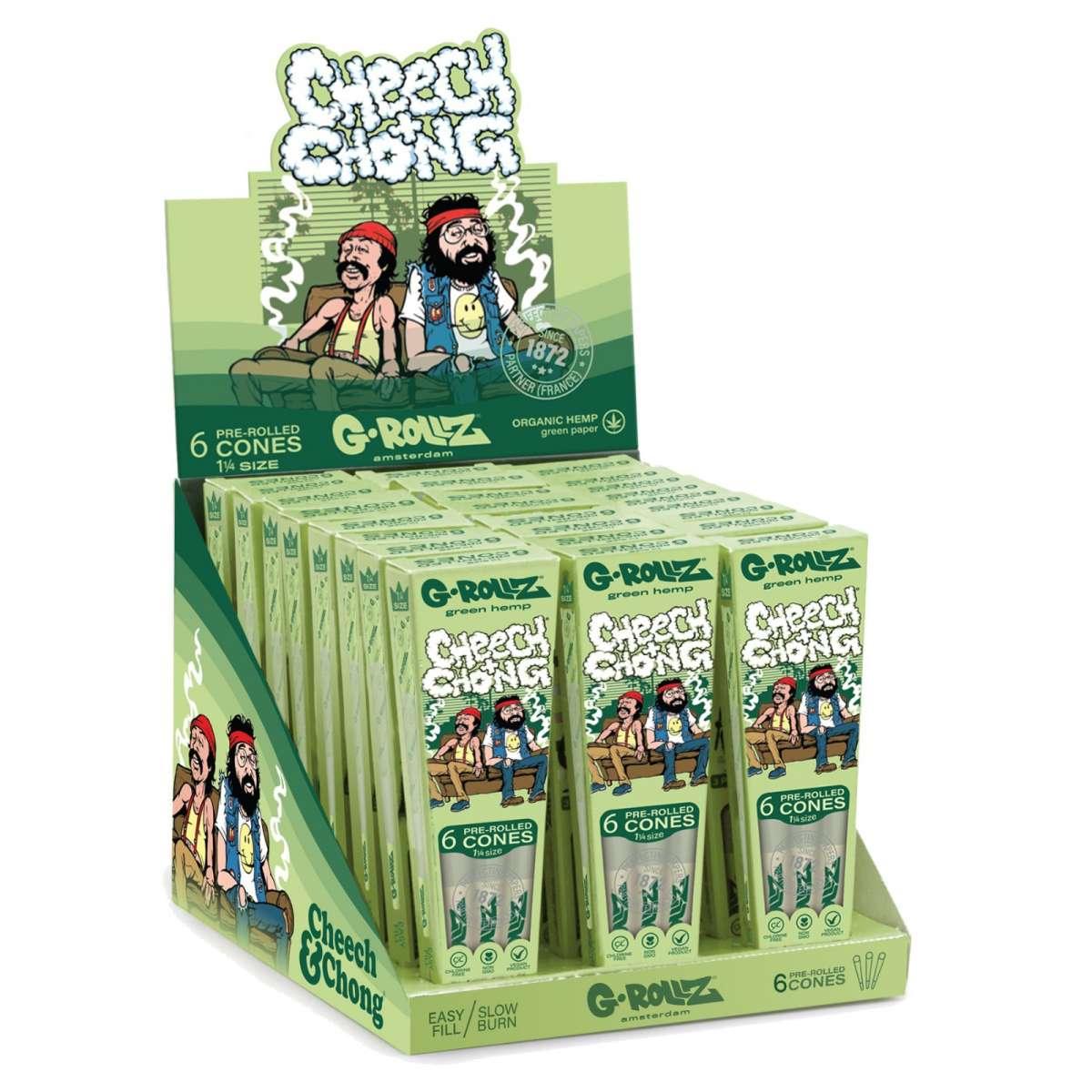 G-Rollz 6 Conos Pre Enrolados Organic Green Hemp Cheech&Chong Sofa 1 1/4
