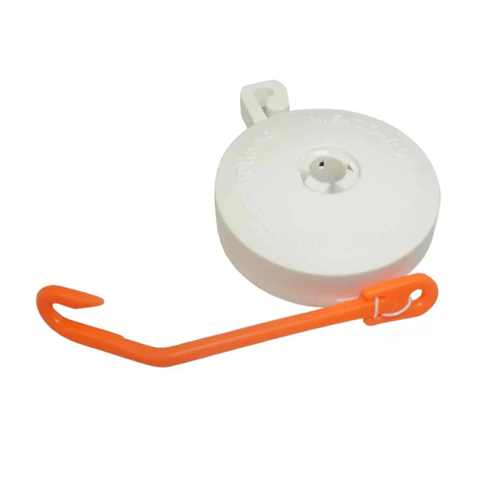 Soporte retráctil blanco con gancho naranja para cultivo indoor o carpas de cultivo