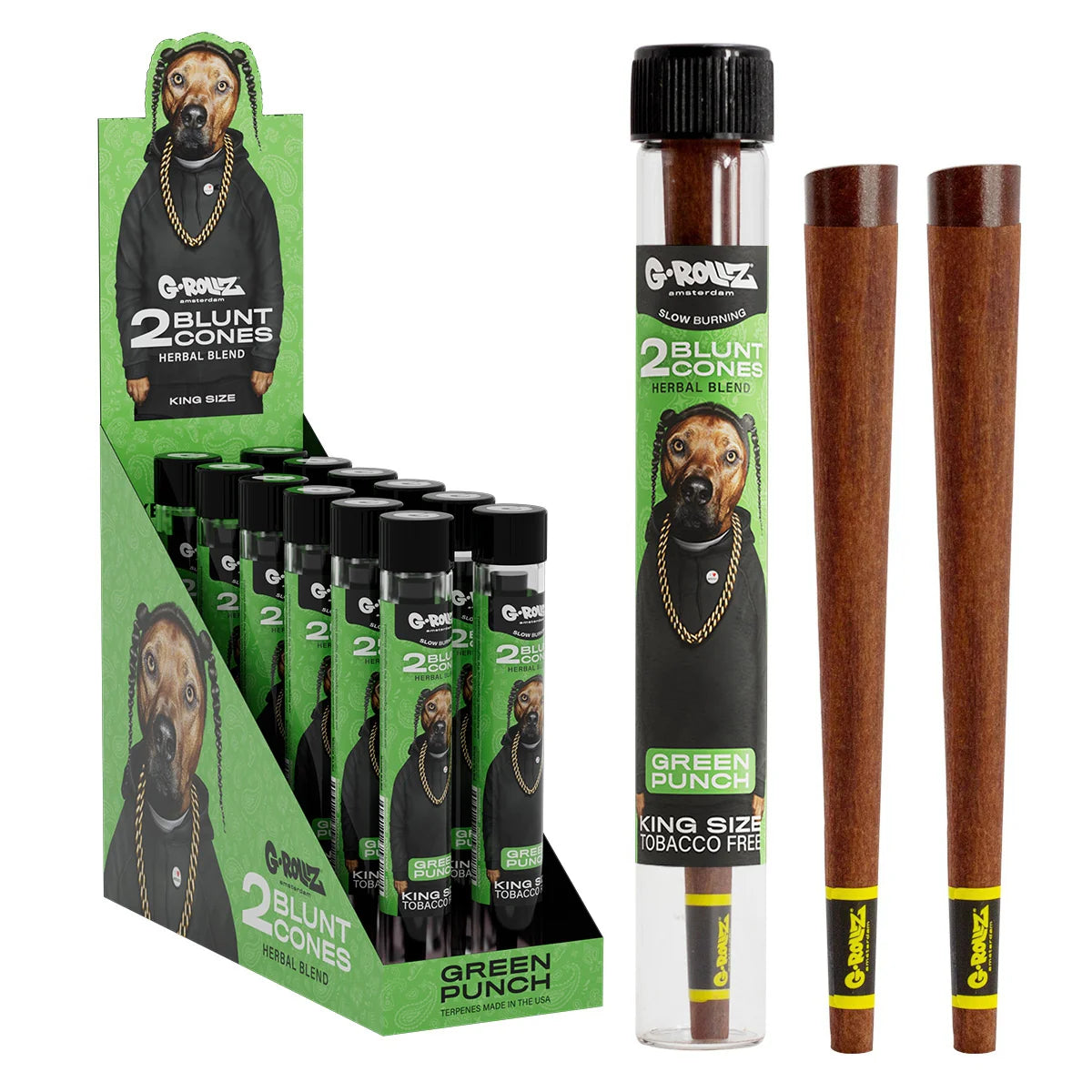 Tubo Cono Herbal Blunts x2 Green Punch Pets G-Rollz