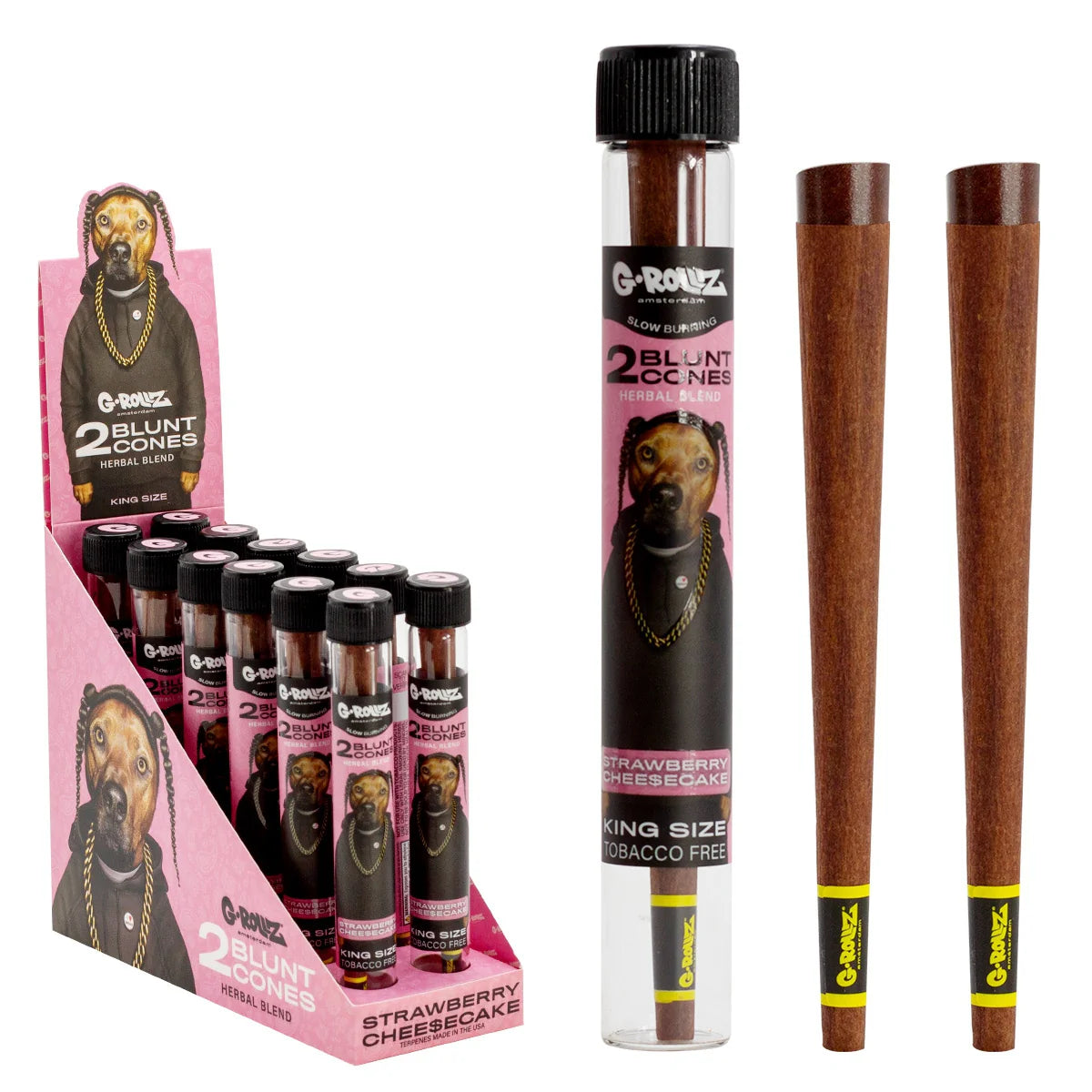 Tubo Cono Herbal Blunts x2 Strawberry Cheesecake Pets G-Rollz
