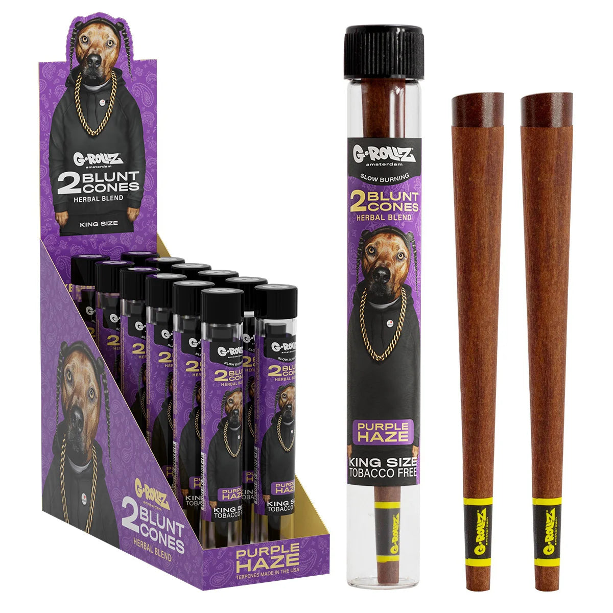 Tubo Cono Herbal Blunts x2 Purple Haze Pets G-Rollz