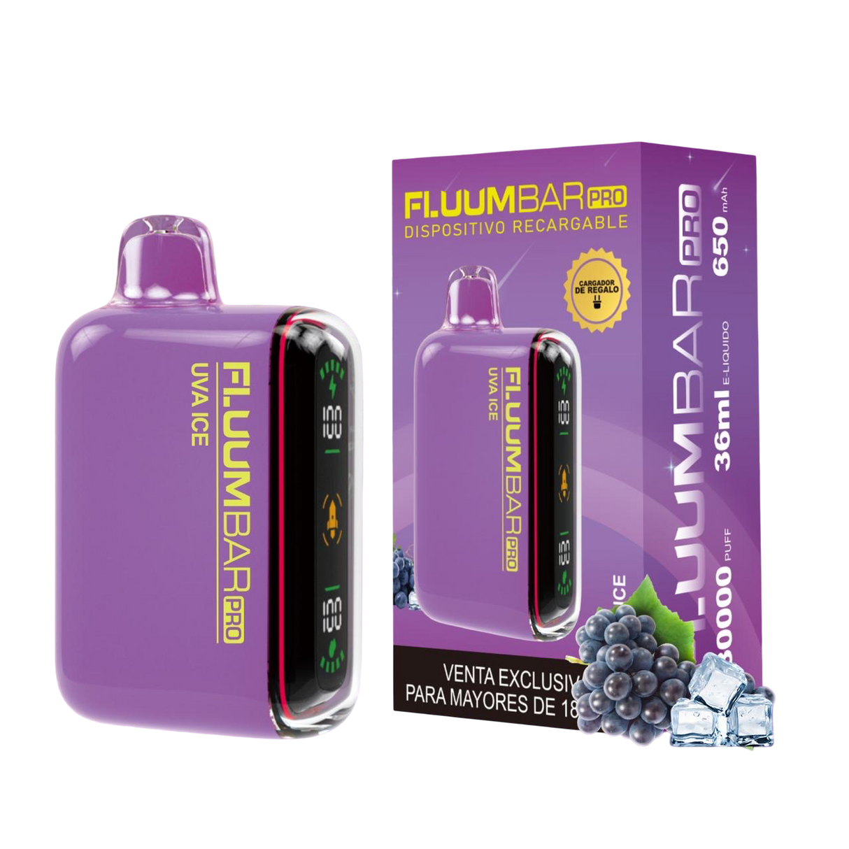 Vape Desechable Fluumbar 30.000 Pff 0% nic - Uva Ice