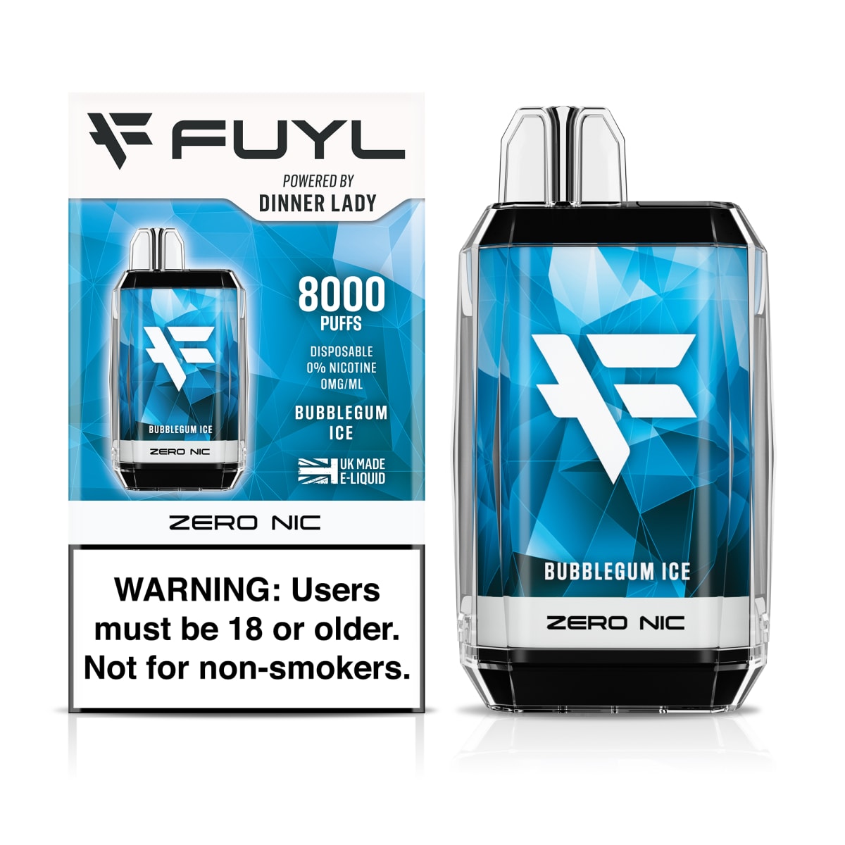 Vapeador Dinner Lady Fuyl Bubblegum Ice 0% NIC 8000 Puffs