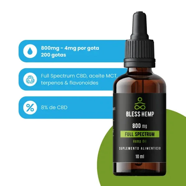 Aceite de CBD Bless Hemp 10ml - 800 mg