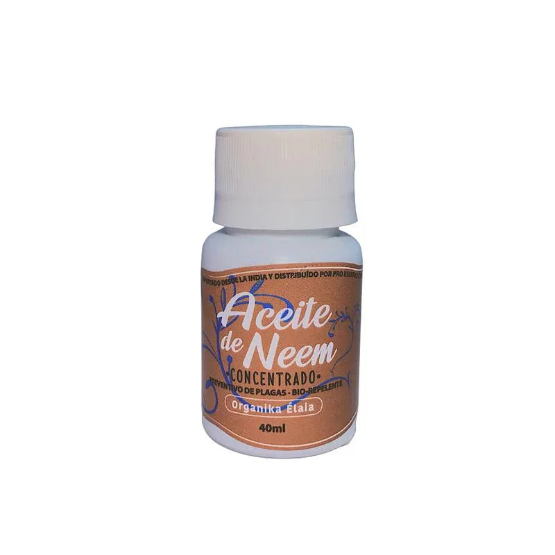 Frasco de aceite de neem concentrado 40ml, preventivo de plagas, bio-repelente para cultivo.