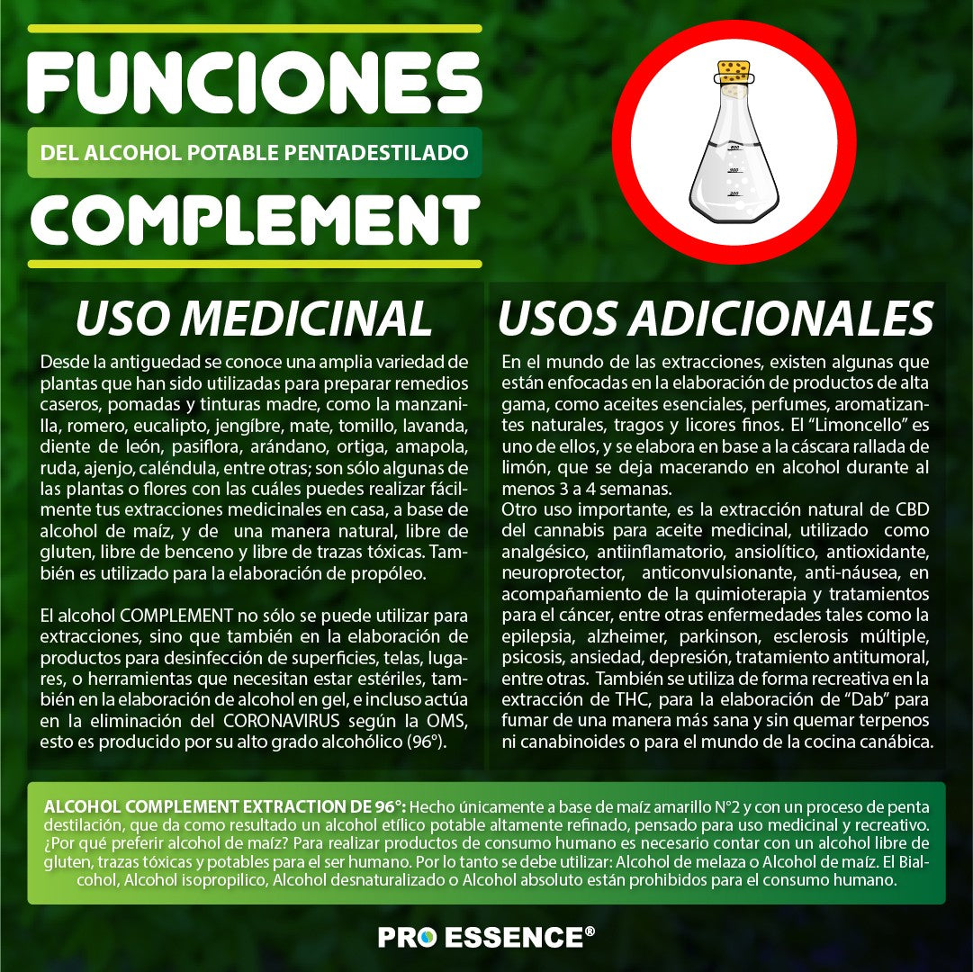 Alcohol Pentadestilado Complement 1 Litro - Pro Essence