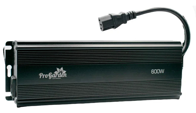 Balastro electrónico regulable Pro Garden 600W negro con cable, ideal para cultivo indoor