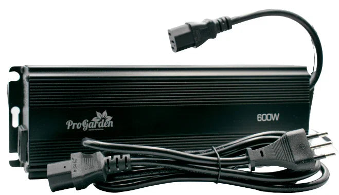 Balastro electrónico regulable Pro Garden 600W negro con cables para cultivo indoor