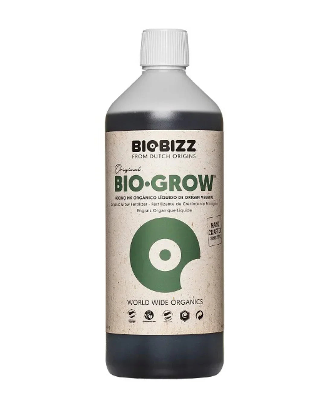 Botella de fertilizante líquido orgánico Biobizz Bio-Grow para cultivo indoor y plantas