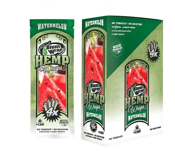Blunt de cáñamo sabor sandía, sin tabaco ni nicotina, empaque con imagen de sandía
