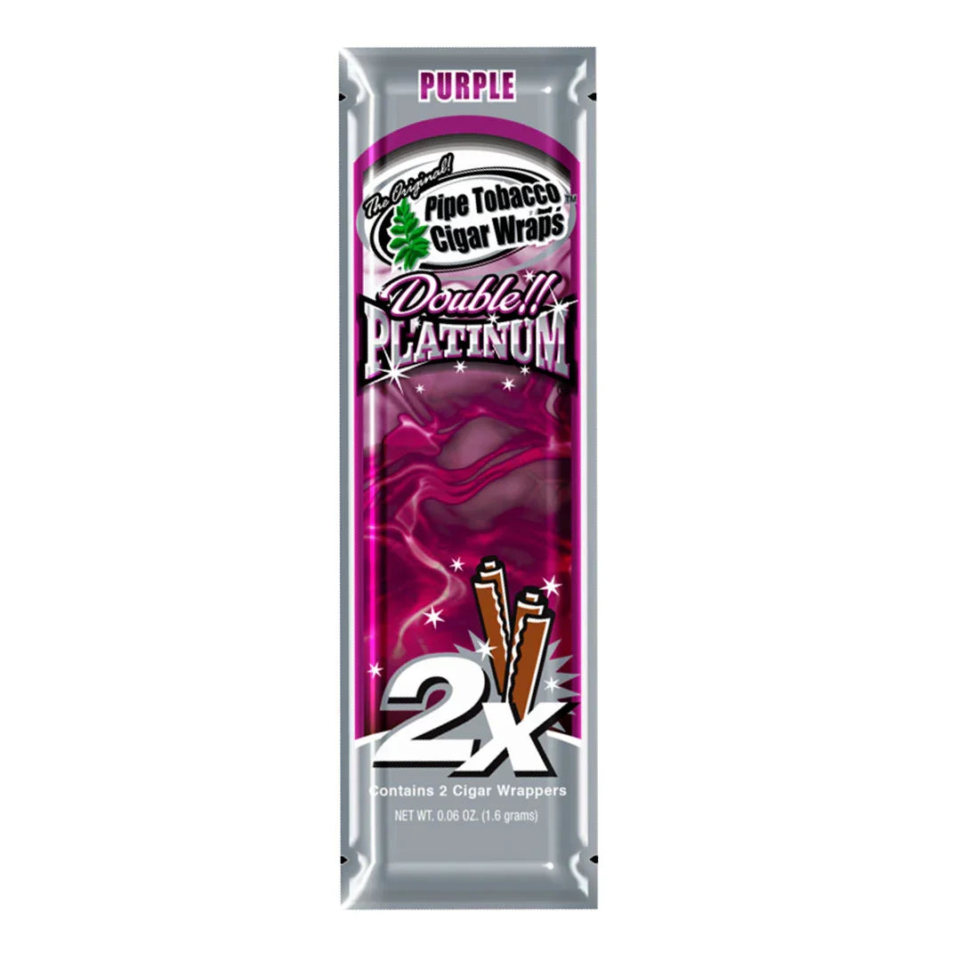 Empaque de envoltorios para cigarros sabor purple Double Platinum, 2 unidades.