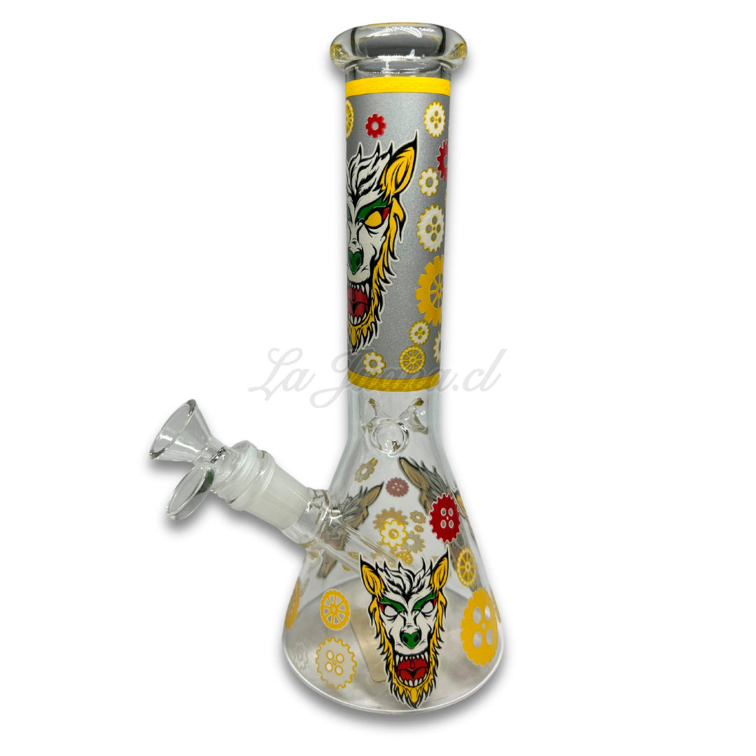 Beaker Wolf Design Yellow 25 cm Calvoglass