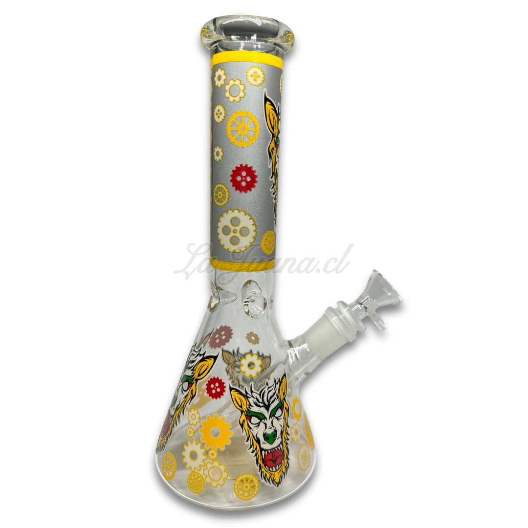 Beaker Wolf Design Yellow 25 cm Calvoglass