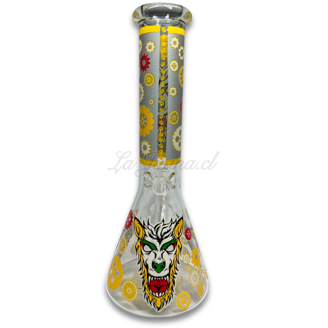 Beaker Wolf Design Yellow 25 cm Calvoglass