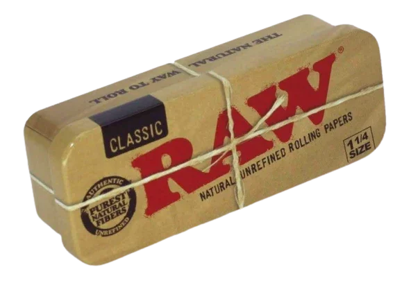 Cajita metálica RAW clásica para papelillos pre-enrollados tamaño 1 1/4.