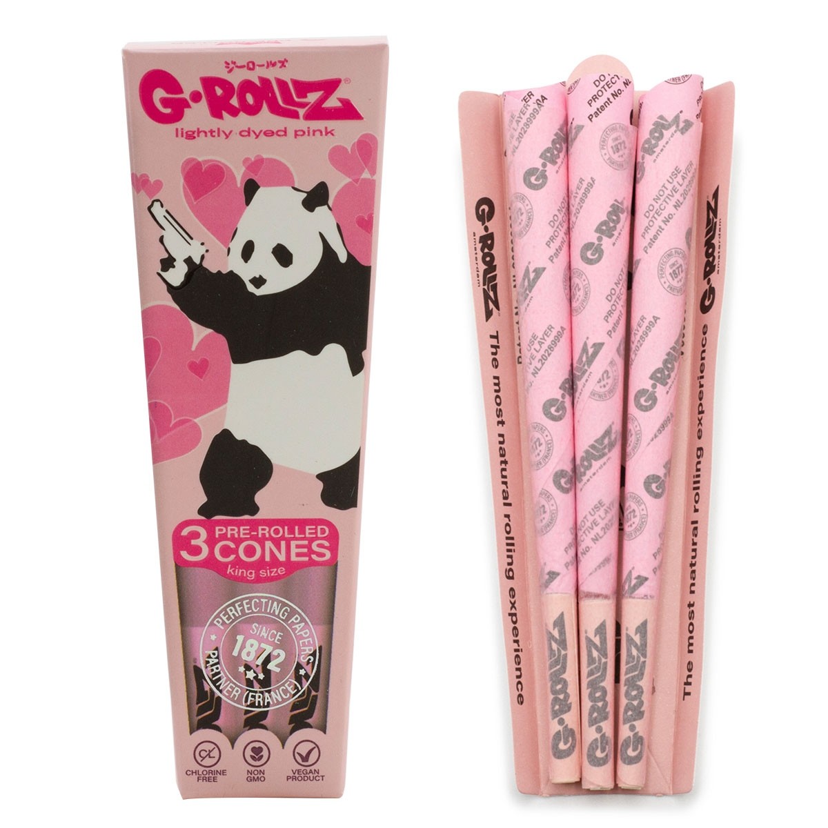 Conos G-Rollz 3 Conos King Size Pre-enrolados Pink Panda 1 1/4