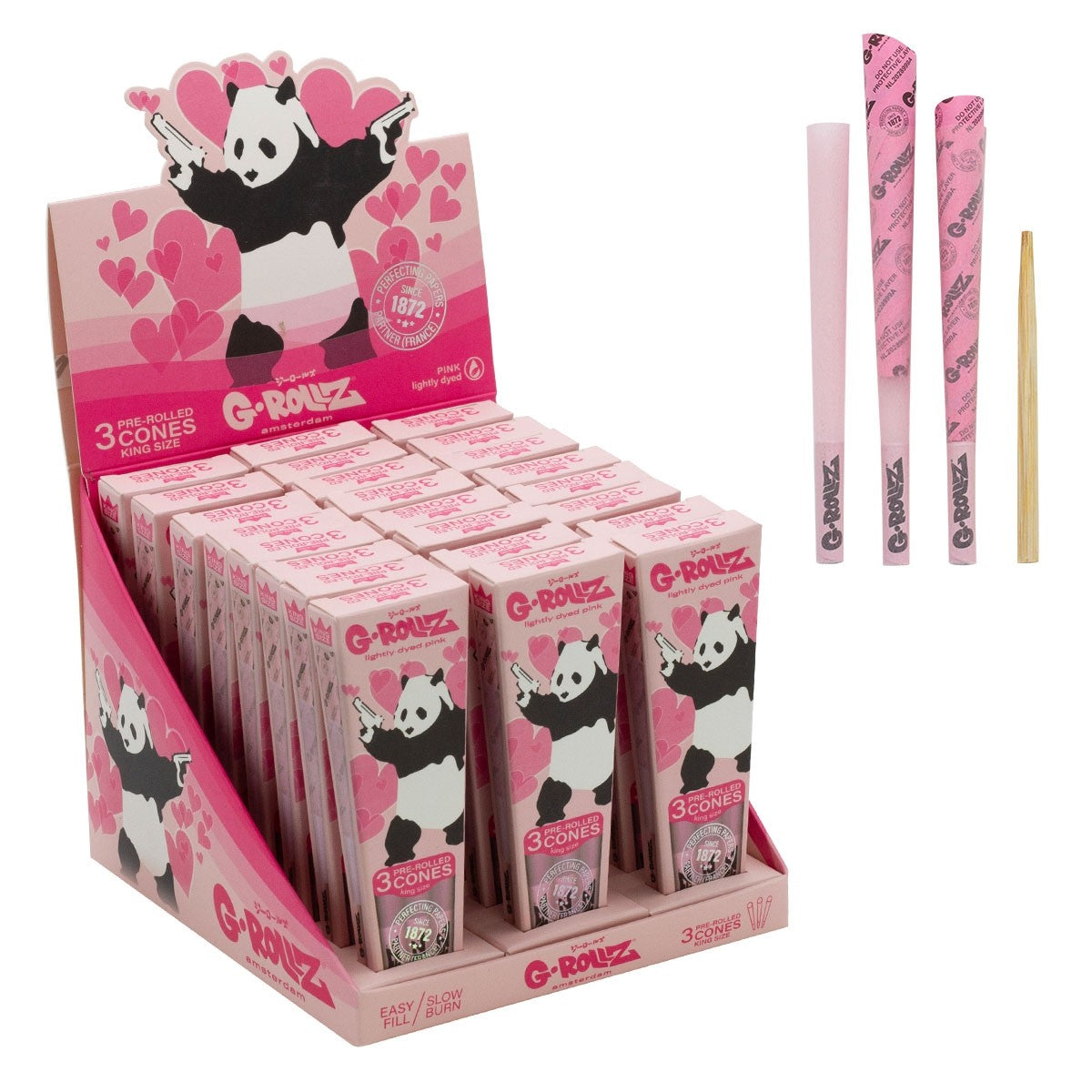 Conos G-Rollz 3 Conos King Size Pre-enrolados Pink Panda 1 1/4