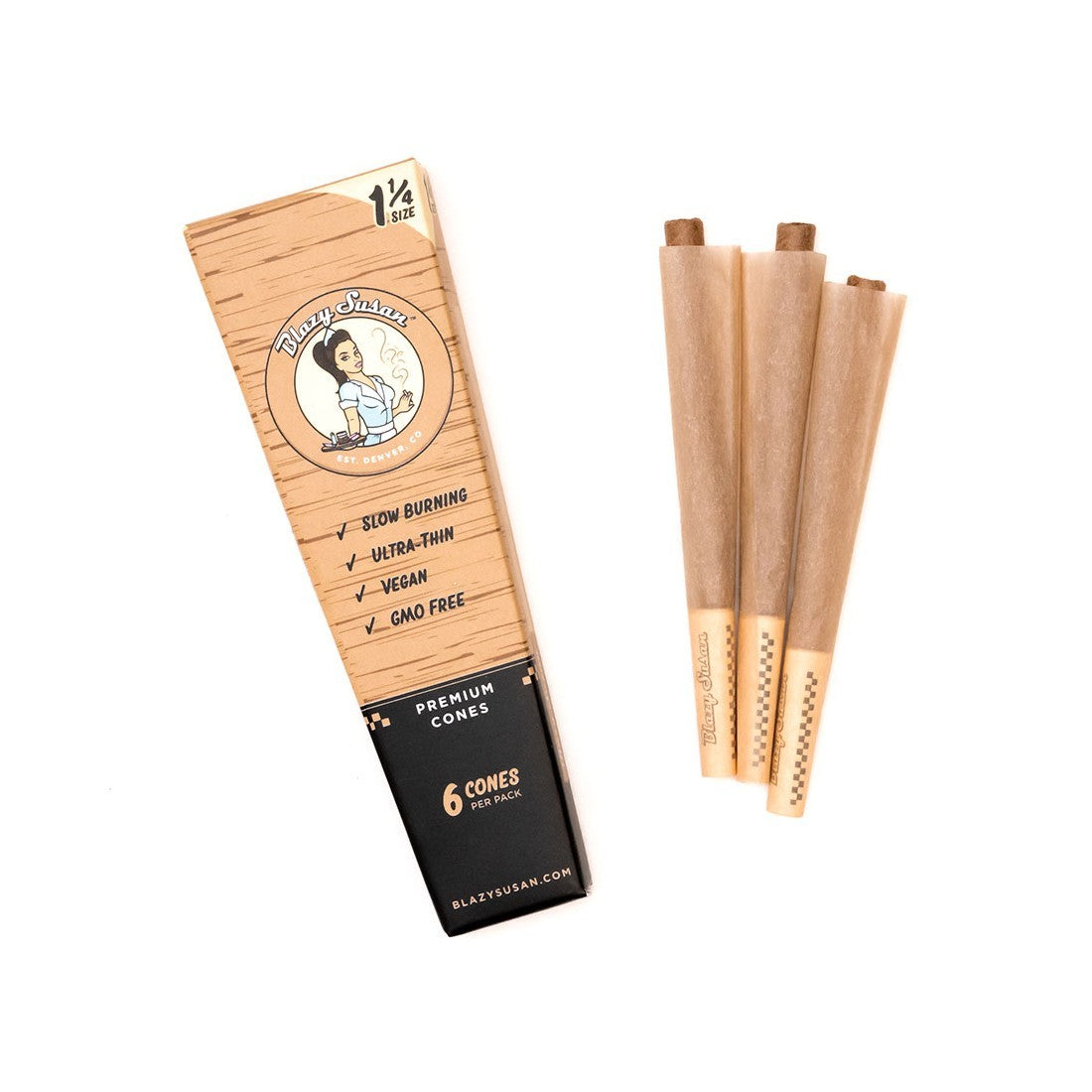 Conos Pre Roll Unbleached 1 1/4 Pack 6u - Blazy susan