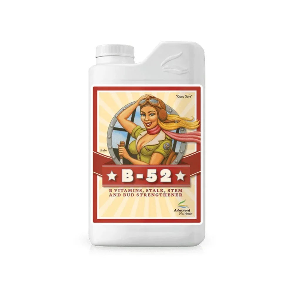 Botella de fertilizante B-52 de 250 cc con etiqueta colorida para cultivo indoor