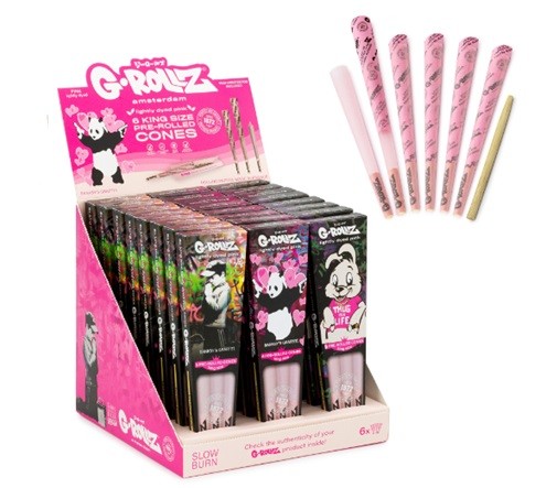 G-Rollz 6 Conos Pre Enrolados Lightly Dyed Pink King Size