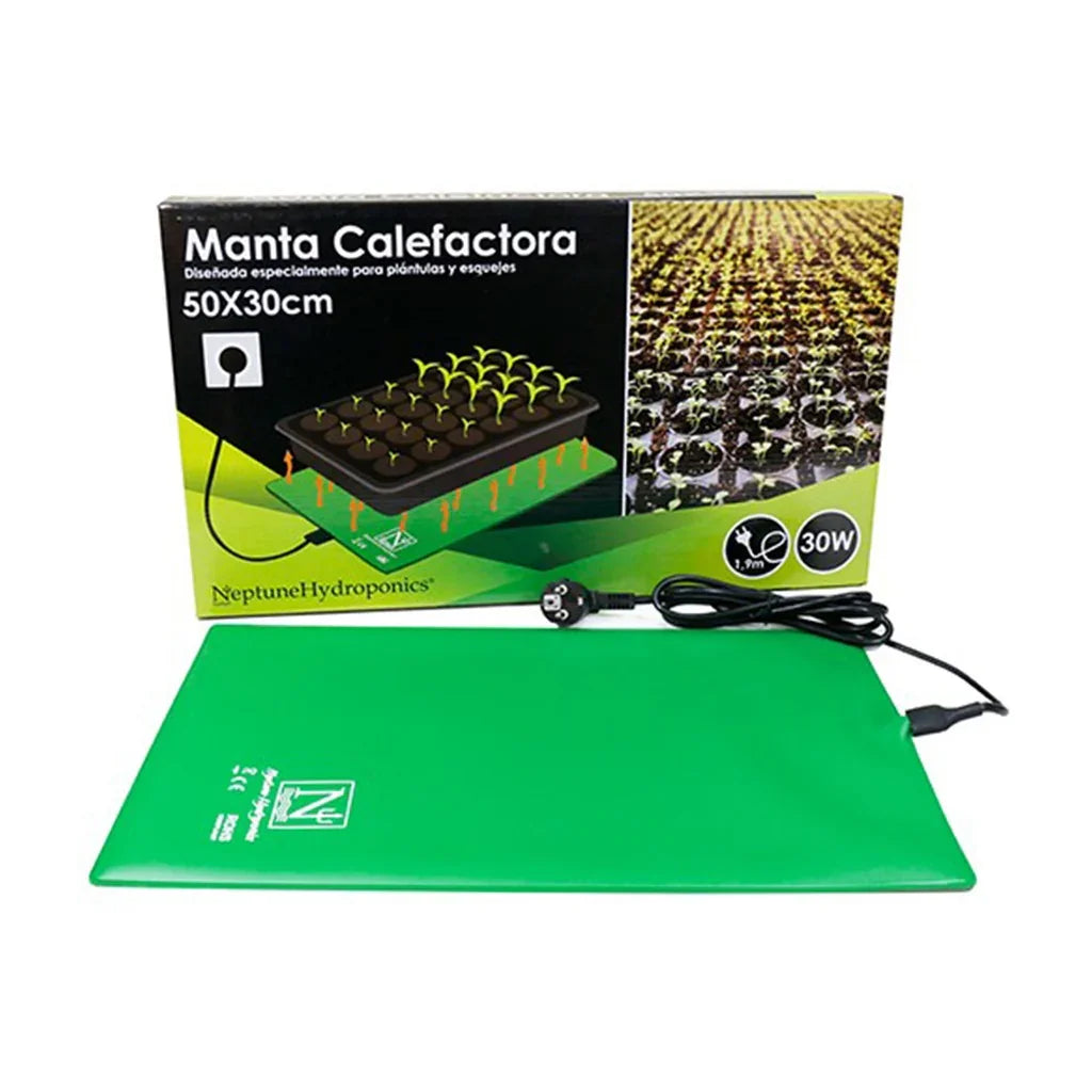 Manta calefactora verde para plántulas y esquejes 50x30cm, ideal para cultivo indoor.