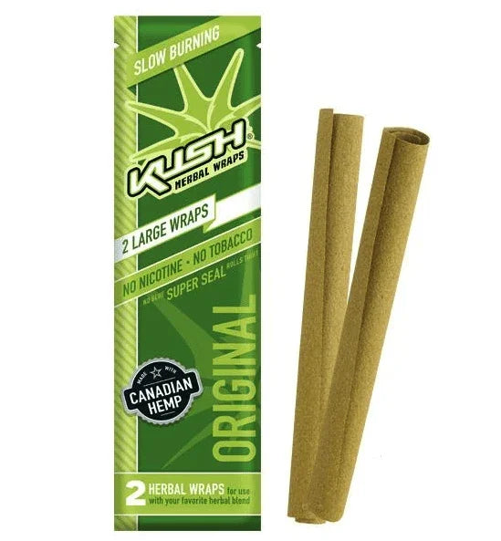 Pack de dos wraps de cáñamo sabor original, sin nicotina ni tabaco, color verde