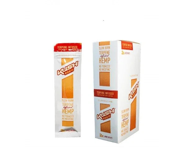 envoltorio y caja de papel de cáñamo con terpenos sabor clementina, sin tabaco ni nicotina