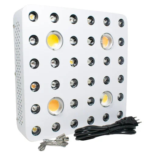 Panel LED de cultivo indoor Infinity 4 COB blanco con cable de corriente y accesorios