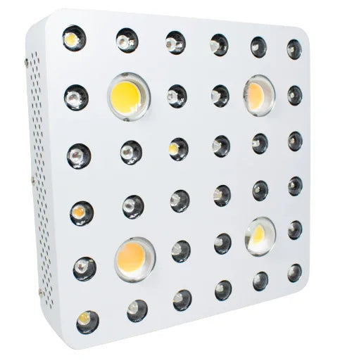 Panel LED de cultivo indoor con tecnología COB para plantas, luz blanca y estructura cuadrada