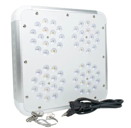 Panel LED de cultivo indoor blanco, cuadrado, con cable y ganchos, ideal para plantas