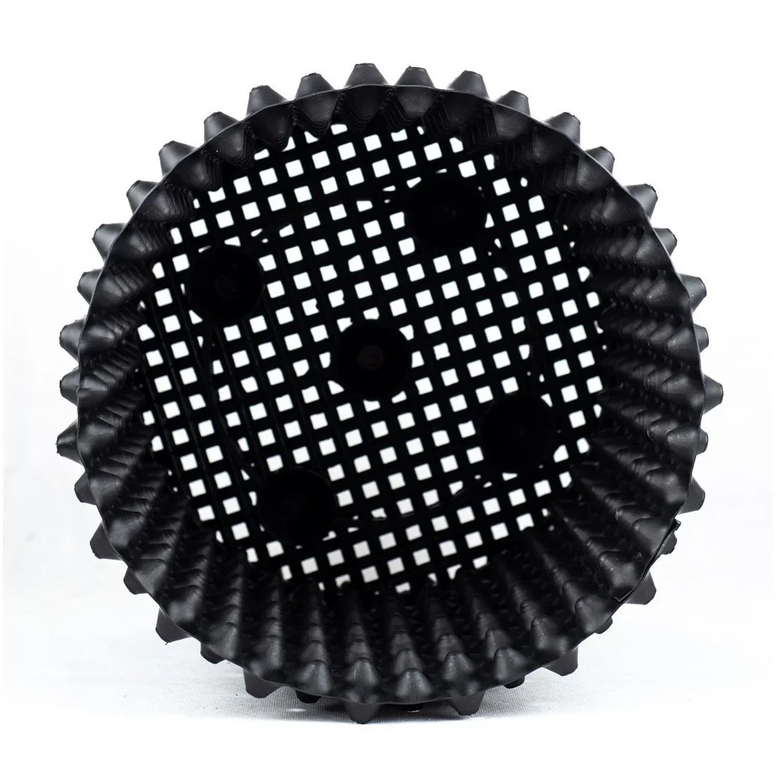 Maceta negra Airpot de 22 litros con diseño de rejilla y bordes ondulados para cultivo indoor