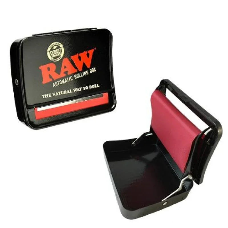Máquina enrolladora automática negra para armar cigarrillos, compacta y portátil.