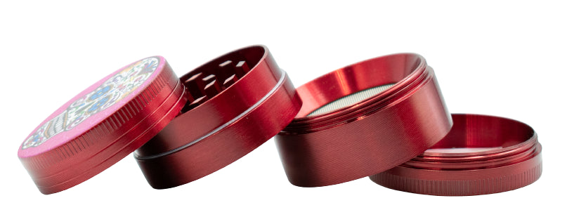 Moledor Metalico 45 Mm 4 Pcs. Catrinas Rojo Verde