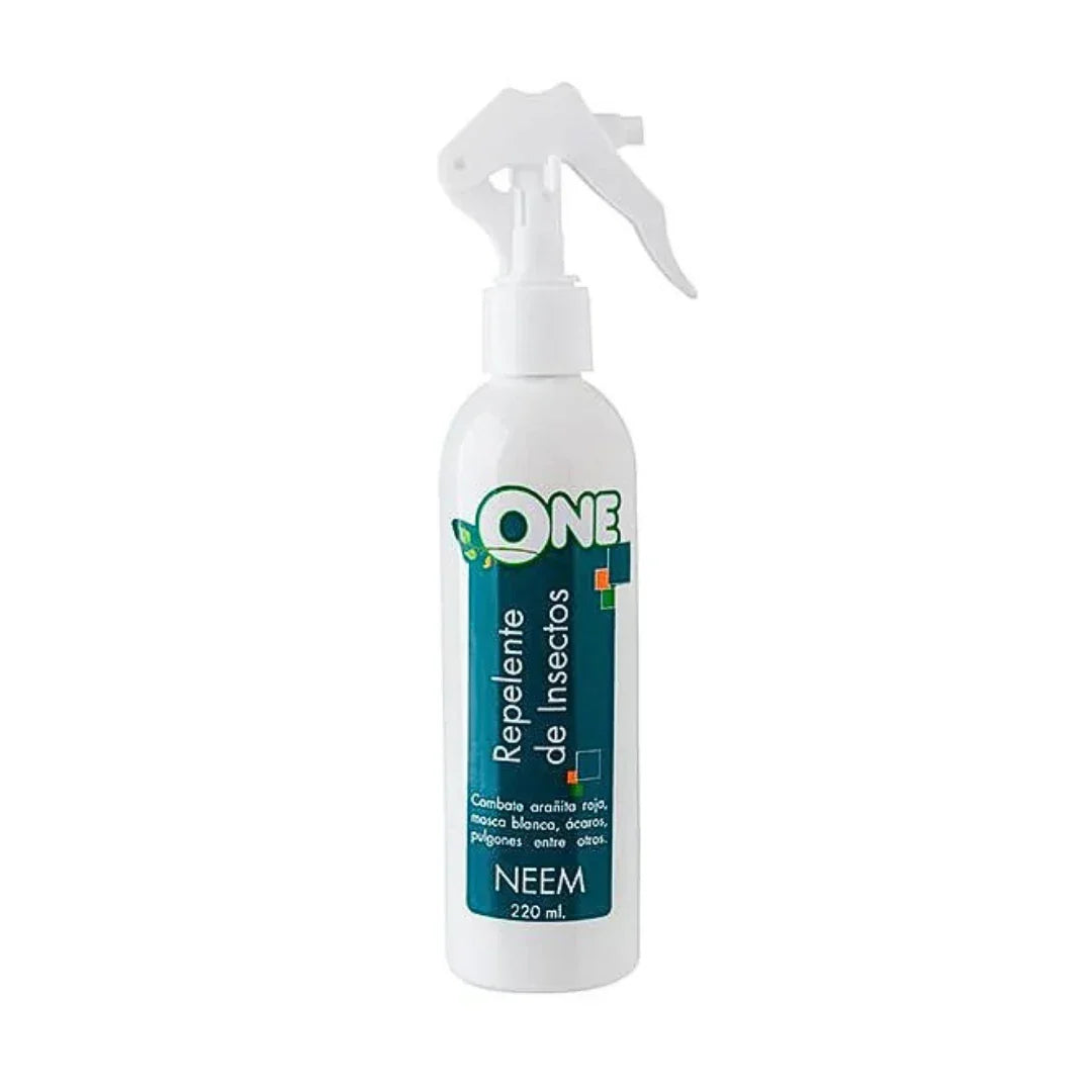 Spray repelente de insectos ONE neem 220 ml para cultivo, controla plagas como ácaros y pulgones