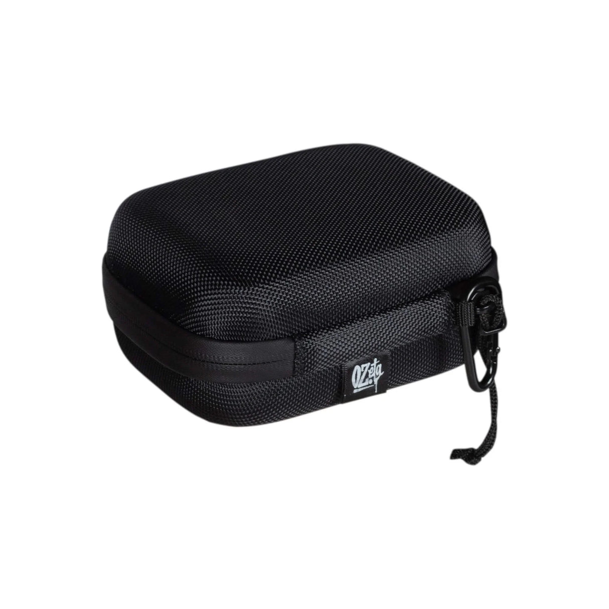 Estuche rígido negro mediano Ozeta, texturizado, con cremallera y mosquetón para accesorios