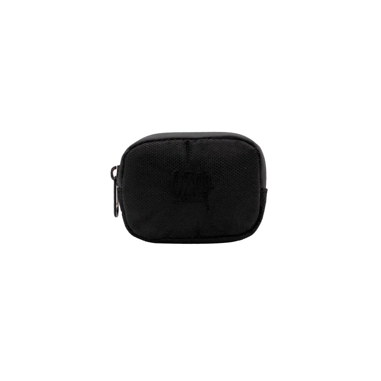 Estuche pequeño de tela negra con cierre, accesorio para cultivo indoor o almacenamiento.