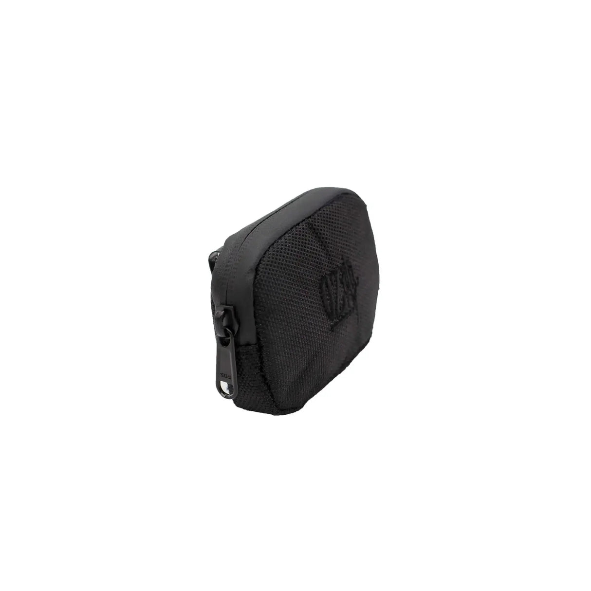 Estuche negro pequeño con cierre, ideal para accesorios de cultivo indoor o semillas.