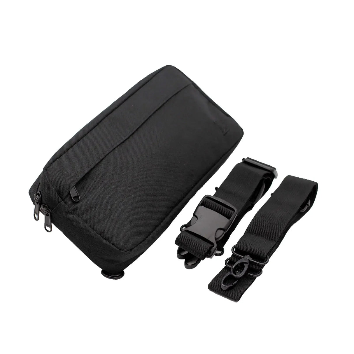 Bolso bandolera negro con compartimentos y dos correas ajustables desmontables