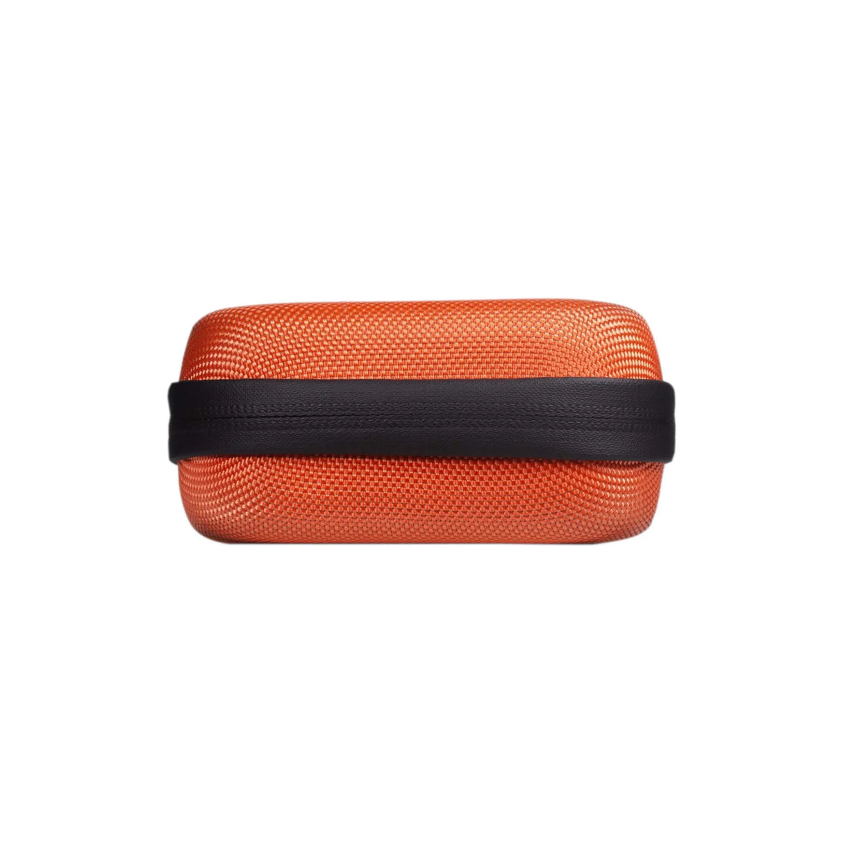 Estuche rígido pequeño color naranja con cierre negro, fondo blanco, ideal para accesorios de cultivo